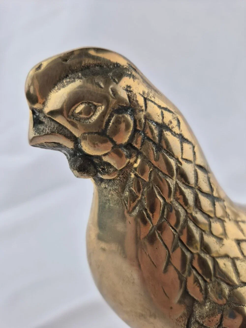 Vintage Brass Chicken Hen Figurine Large MCM Patina Farmhouse Country
